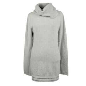 LA Made Grey 100% Cashmere Tunic Cowl Neck Sweater Size Large